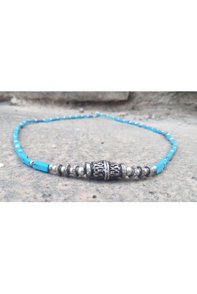 Alphabey's Silver Oxidise Resin Necklace For Women